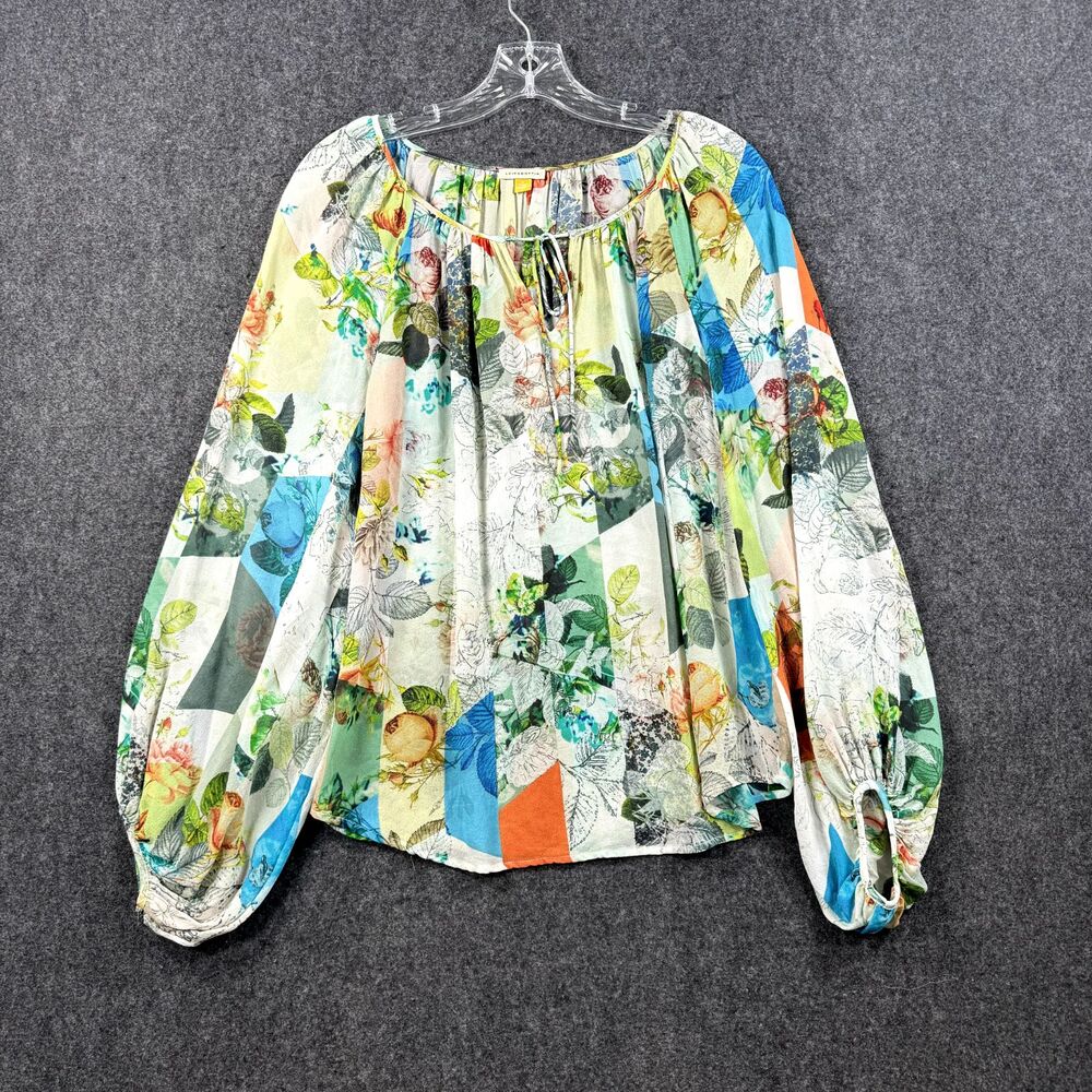 Anthropologie Leifsdottir Catappa Blouse Women's 6 Multicolor 100% Silk Peasant